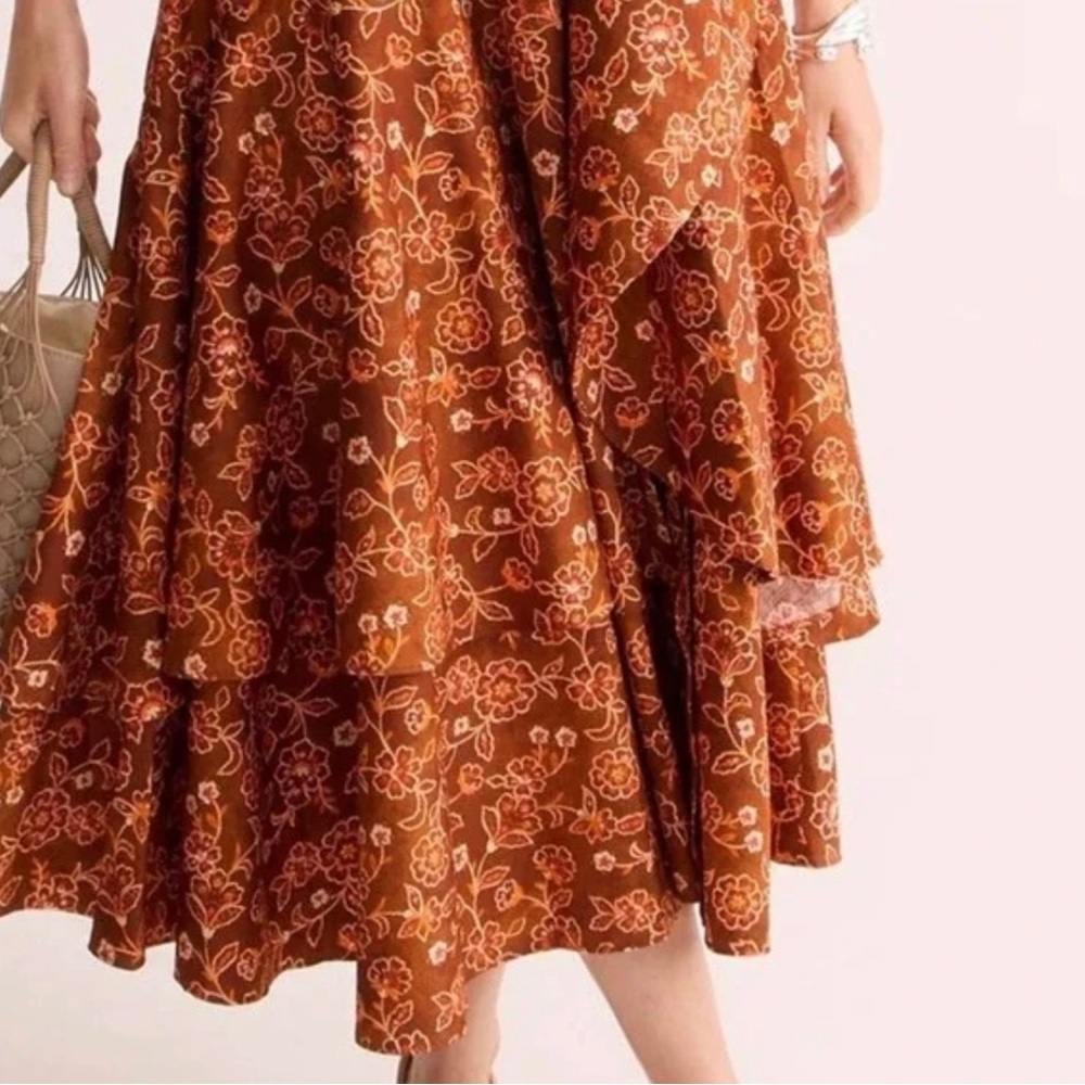J.Crew Collection Cross-back Ruffle-hem Dress in Vintage Vines - Picture 3 of 9
